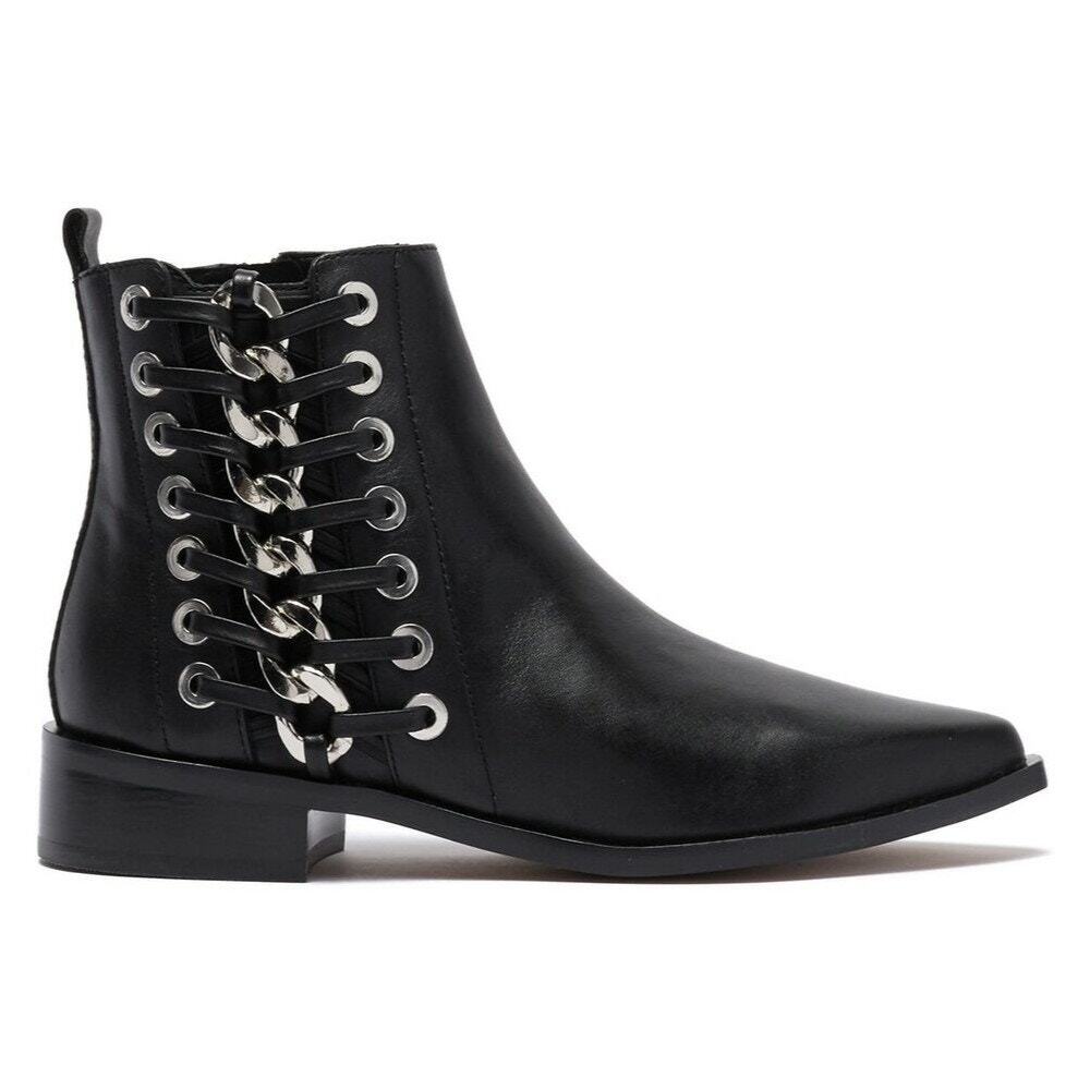 Linea Paolo Women Block Heel Ankle Booties Tatum Size US 5.5M Black Leather - Picture 2 of 5